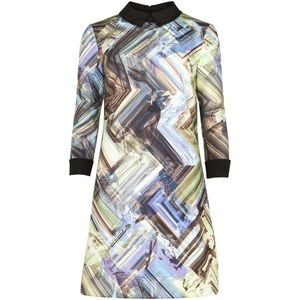 Long Sleeve Jersey Dress in Parquet Geo Print!